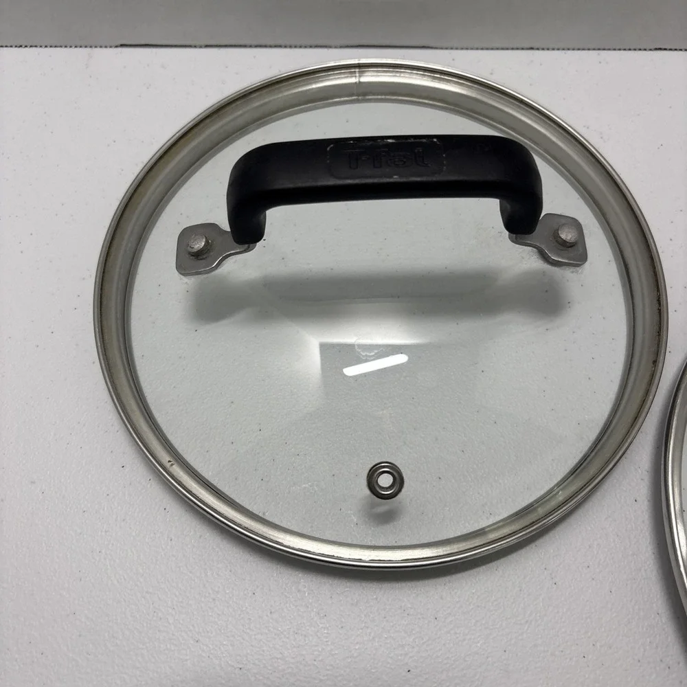 T-Fal Lot Of 2 Tempered Glass Lids /w Handles & Steam Vents 7